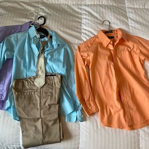 Boys dress shirts/pant lot.size 7-10